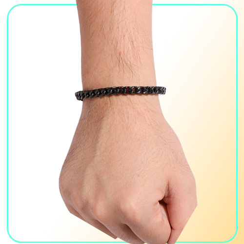Curb Cuban Double Chains Link Men Bracelet Stainless Steel In Gold Silver Black Color 87quot Male Pulseira Jewelry BR625