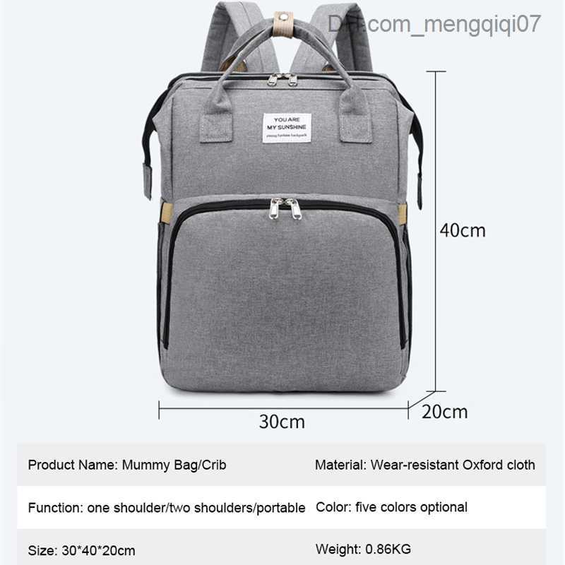 Diaper Bags New Folding Mom's Bag Lightweight Folding Baby Bed Large Capacity Baby Backpack Mom Baby Diaper Bag Z230816