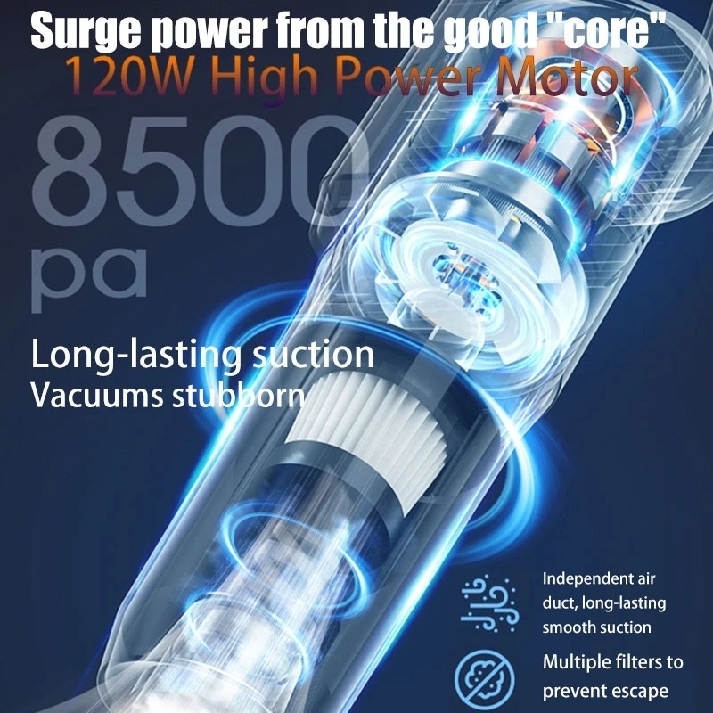 2024 Wireless Portable Cleaner 85000pa, Handheld Cordless Stick Vacuum with HEPA Filter, 2+ Hours Runtime, for Home, Car and Pet Hair dh3628137