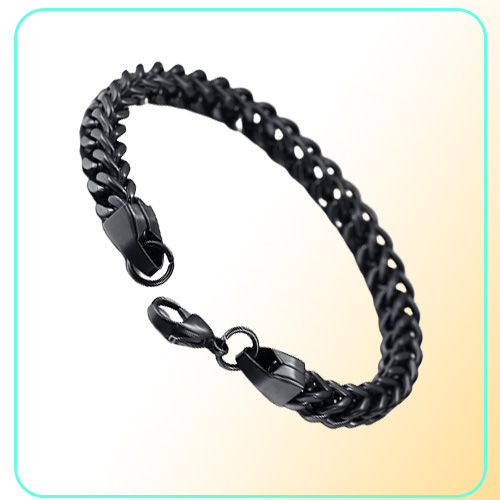 Curb Cuban Double Chains Link Men Bracelet Stainless Steel In Gold Silver Black Color 87quot Male Pulseira Jewelry BR625