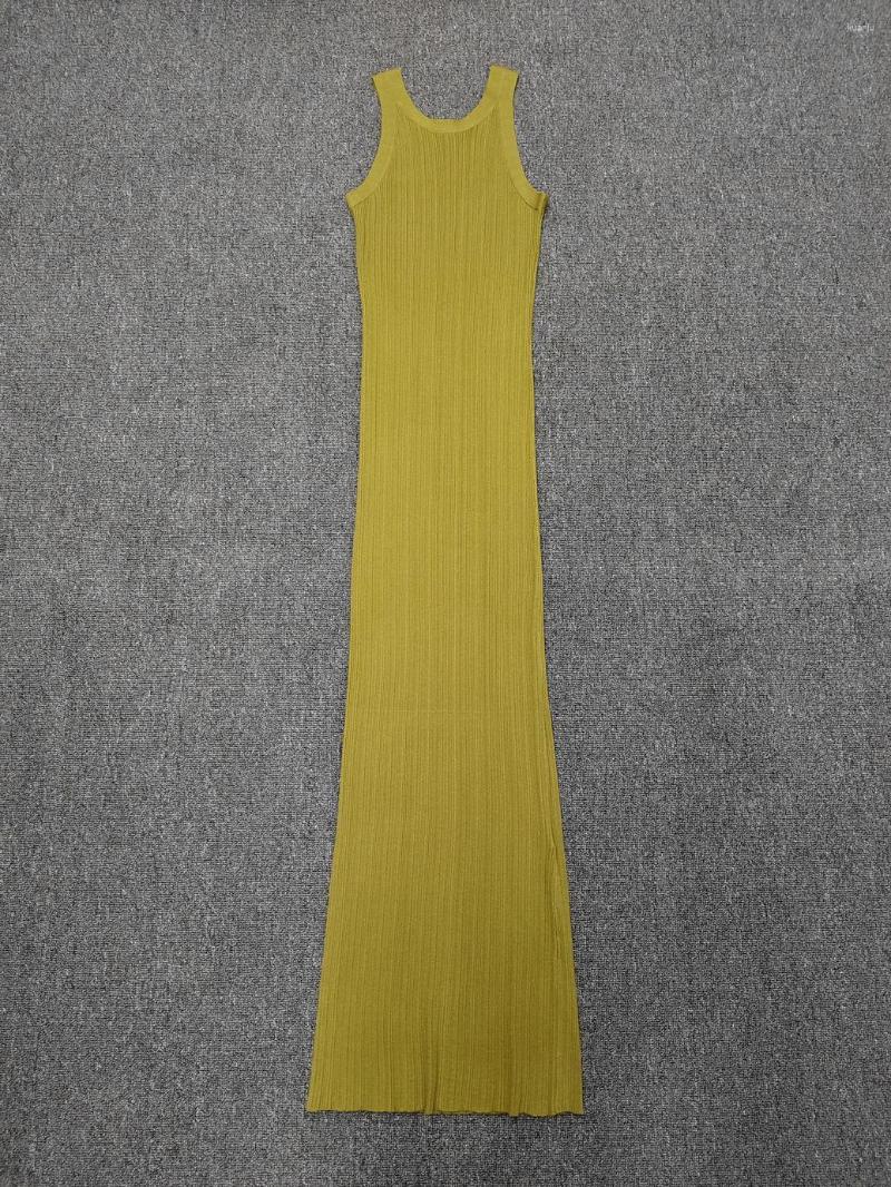 Casual Dresses Womens Midi Rib Stretch Sleeveless Round Neck Solid Color Tank Robe