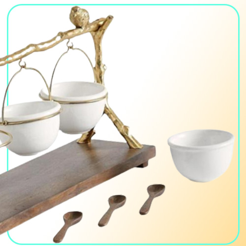 Dishes Plates Gold Oak Branch Snack Bowl Stand Christmas Candy Decoration Display Home Party Specialty Rack6389889