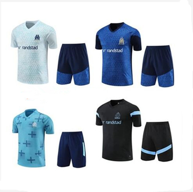 2023-24 Marseillees Men's and Children's Soccer Short Sleeve Training Shirt 23/24 ALEXIS OM Survey Maillot Foot Chandal 01