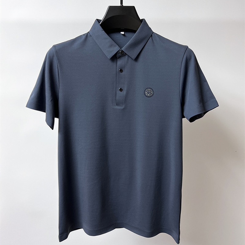 Mens Polos trend Mline embroidery POLO shirt short sleeve summer highend ice silk seamless breathable Tshirt casual mens 230815