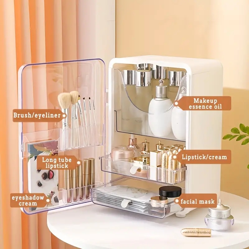 Large Capacity Makeup Organizer, Clear Cosmetics Storage Display Case With Drawers, Dustproof Waterproof Great For Dresser & Bathroom & Countertop Sto