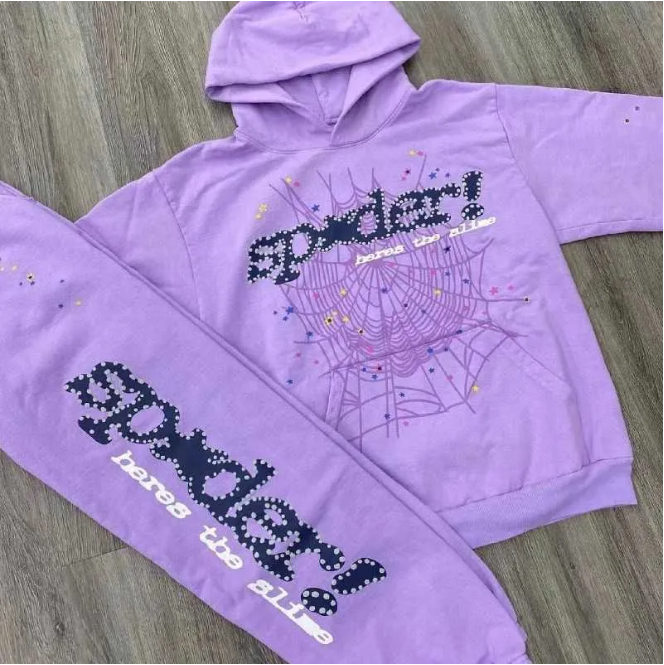 Men's Hoodies Sweatshirts Purple Sp5der 555555 2023ss Pullover Men Women Young Thug Spider Web Star Letter Hoodies 14221443