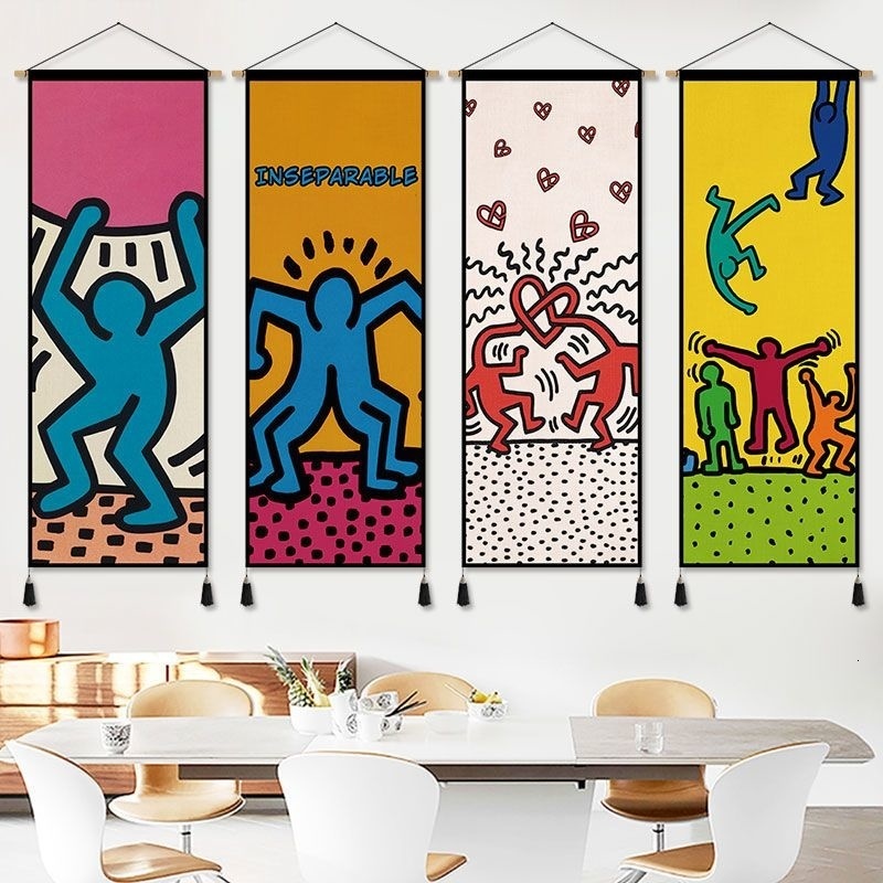 Tapestries American Graffiti Keiths Harings Tapestry Cloth Hanging Painting Living Room Decoration Painting Cartoon Villain Hanging Cloth 230816