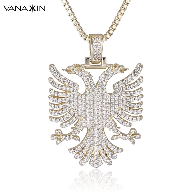 Pendant Albania Eagle Hip Hop Necklace Zircon Folk Ethnic Style Jewelry Gift 230815
