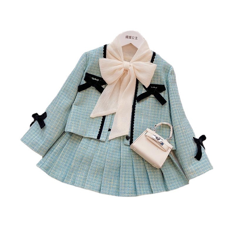 Clothing Sets Sweet Outfits Kids Girls Princess 2pcs Clothes Spring Autumn Children Fashion Blazer Coat Skirt Vintage Suit 230815