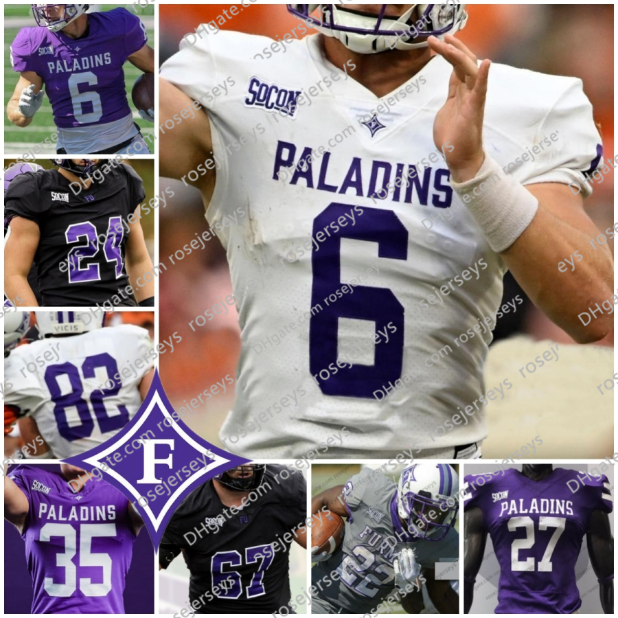 Custom Furman Paladins Football Jerseys - Tyler Huff Marc Hernandez Griffin Farmery Dominic Roberto Kendall Thomas Charles Watson Will Kobuszewski Carson Jones