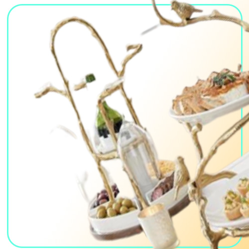 Dishes Plates Gold Oak Branch Snack Bowl Stand Christmas Candy Decoration Display Home Party Specialty Rack6389889
