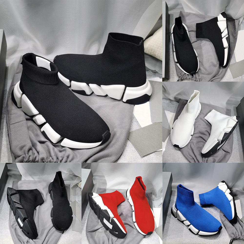 Fashion paris designer shoes sock speeds trainer triple black white green red electric blue noir luxury mens womens platform Casual sneakers outdoor trainers
