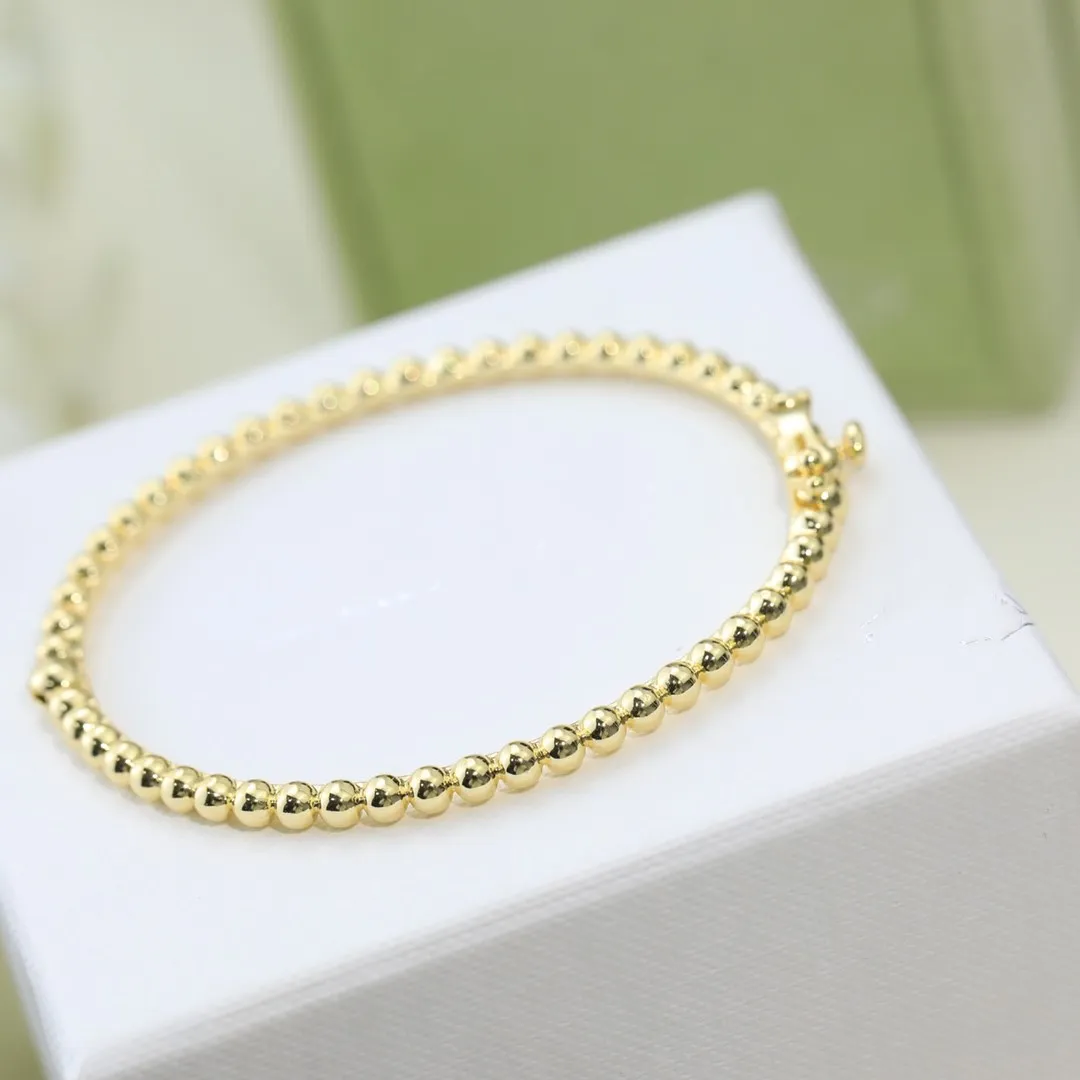 Elegant Copper Bead Bangle Bracelet Set TriTone Design Rose Yellow White Gold Finish for Womens Jewelry Collection Z250910