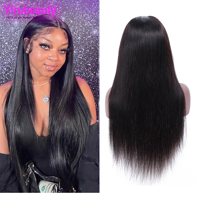 Full Lace Wig Silky Straight Brazilian Peruvian Virgin Human Hair 30inch 32inch Natural Color Free Part Wigs