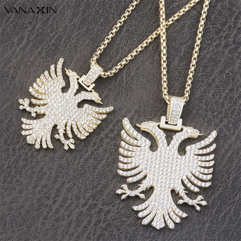 Pendant Albania Eagle Hip Hop Necklace Zircon Folk Ethnic Style Jewelry Gift 230815