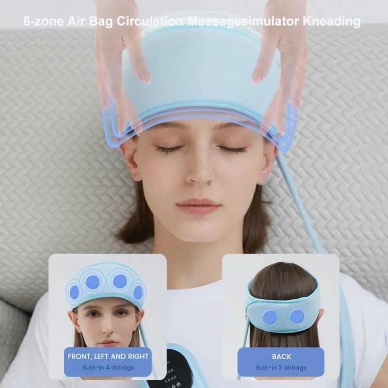 Head Massager Electric Head Massager Air Pressure Compress Kneading Massage Migraine Relief Stress Headache Improve Sleep Airbag Headband 230815