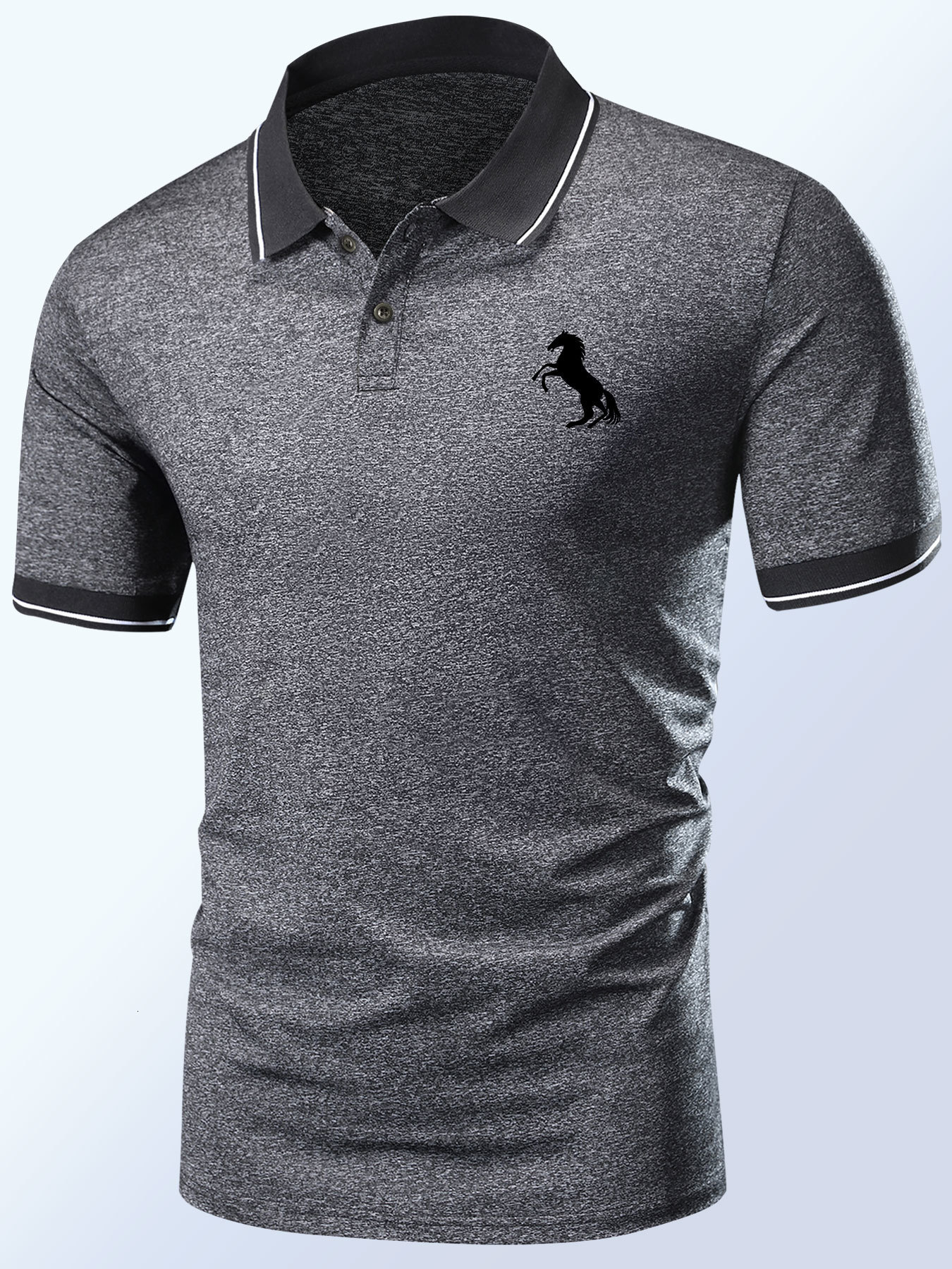 Mens Polos Summer Short Sleeve Polo Shirt with Collar Retro Paul Horse Print Sporty and Casual Business Dress 230815