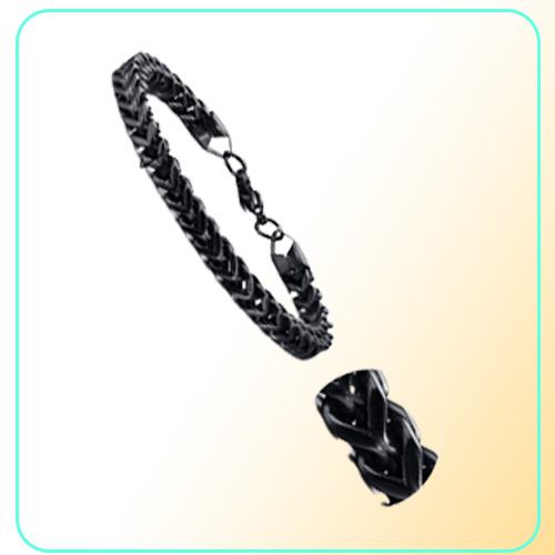 Curb Cuban Double Chains Link Men Bracelet Stainless Steel In Gold Silver Black Color 87quot Male Pulseira Jewelry BR625