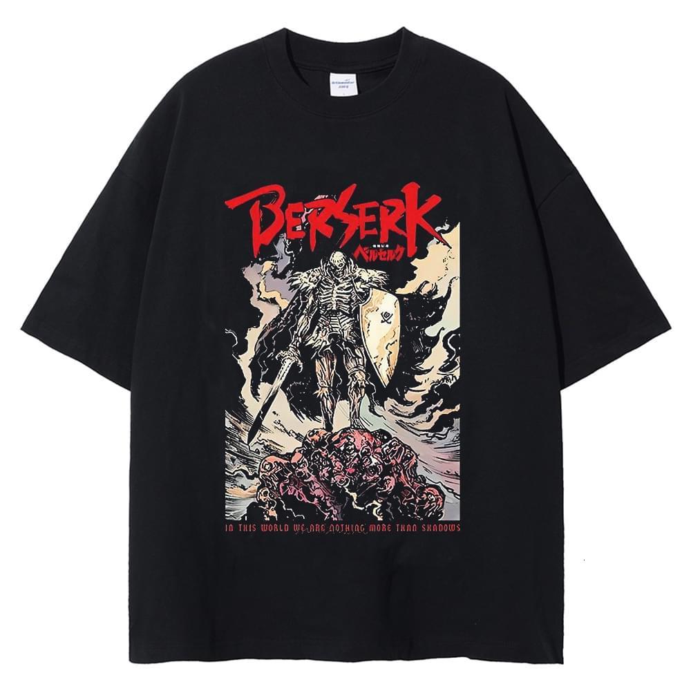 Men's T-Shirts Anime Berserk Tshirt Men Women 100% Cotton Tshirts Guts Washed Vintage T-Shirt Y2k Short-Sleeved Shirts Summer Streetwear Tops 230