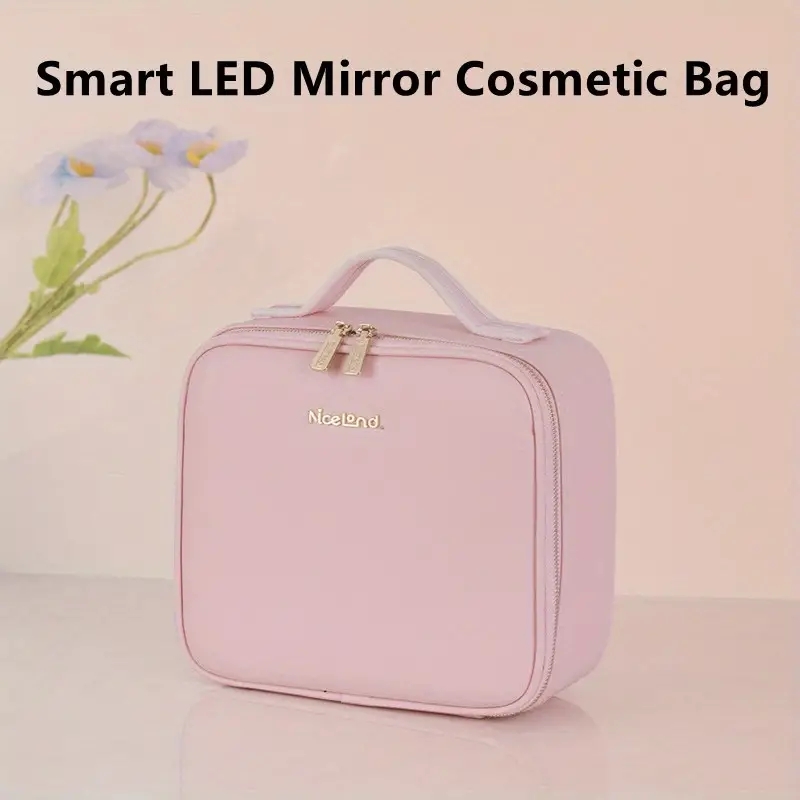 LED Lighted Makeup Bag With Mirror, Travel Makeup Train Case With Adjustable Dividers, Portable With Handle, Perfect Gift For Girls And Women