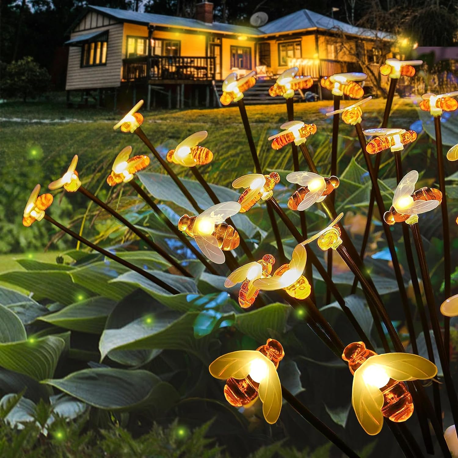 Outdoor Solar Bee Bubble balls Stars Lights Waterproof with Highly Flexible Hose Swaying by Wind Decorative for Yard Pathway Landscape Patio Solar Gar