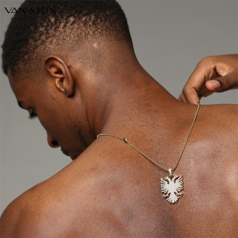 Pendant Albania Eagle Hip Hop Necklace Zircon Folk Ethnic Style Jewelry Gift 230815
