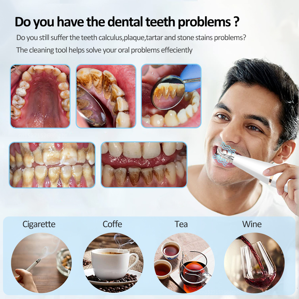 Other Oral Hygiene G6 Ultrasonic Dental Calculus Remover Teeth Plaque Tartar Eliminator Stains Cleaner Electric Dental Tooth Stone Remover 230815