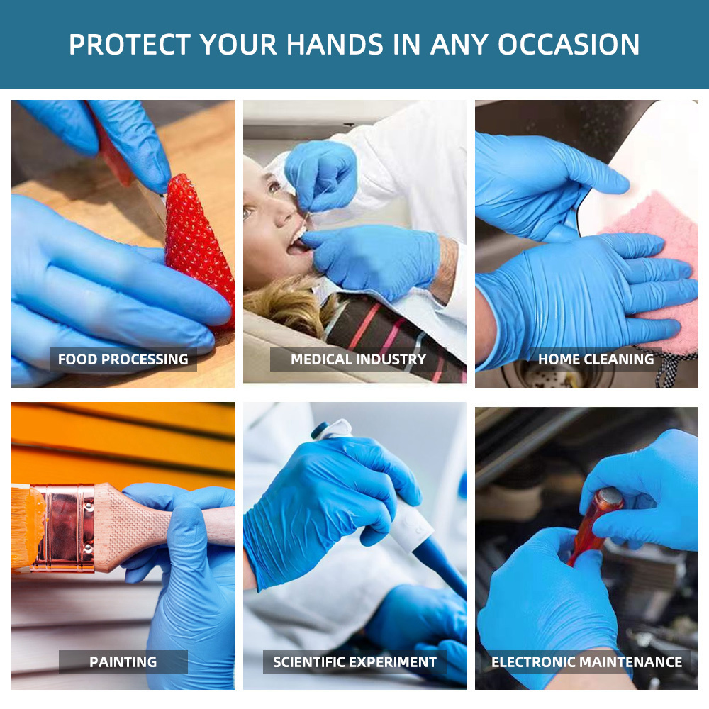 Five Fingers Gloves 2050100 pcs Nitrile Disposable Kitchen Latex Household Cleaning Beauty Barber Food Grade Cake Baking 230816