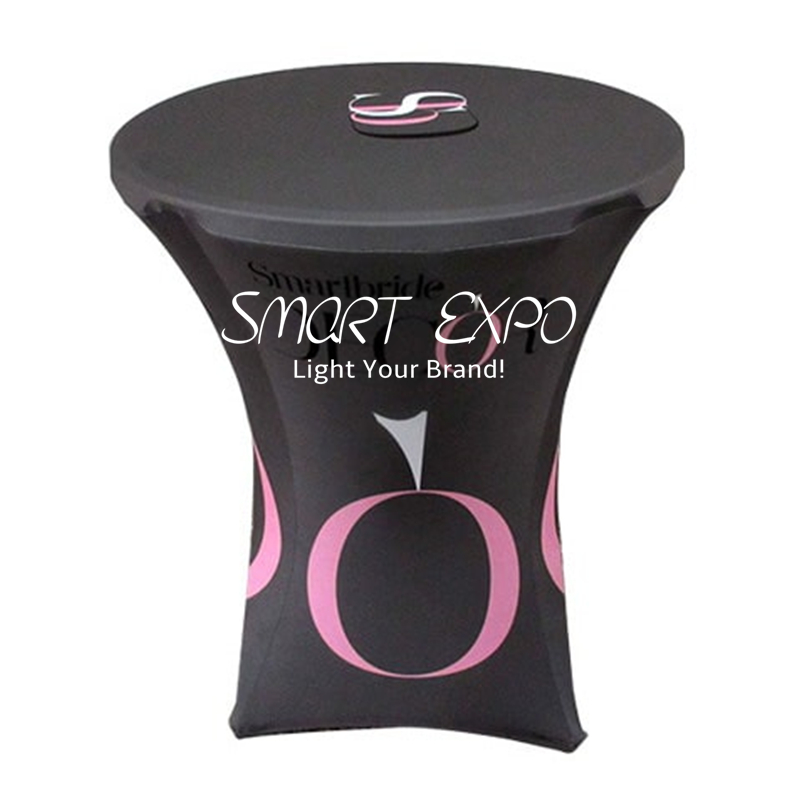 Custom Branding Highboy Cocktail Table with Graphic Cover for Trade Shows