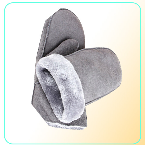 Women Sheepskin Mittens Gloves Thicken Wrist Fingerless Warm Winter Mittens 6 ColorsTrim Fur Leather Woolen Gloves for Hiking Ridi