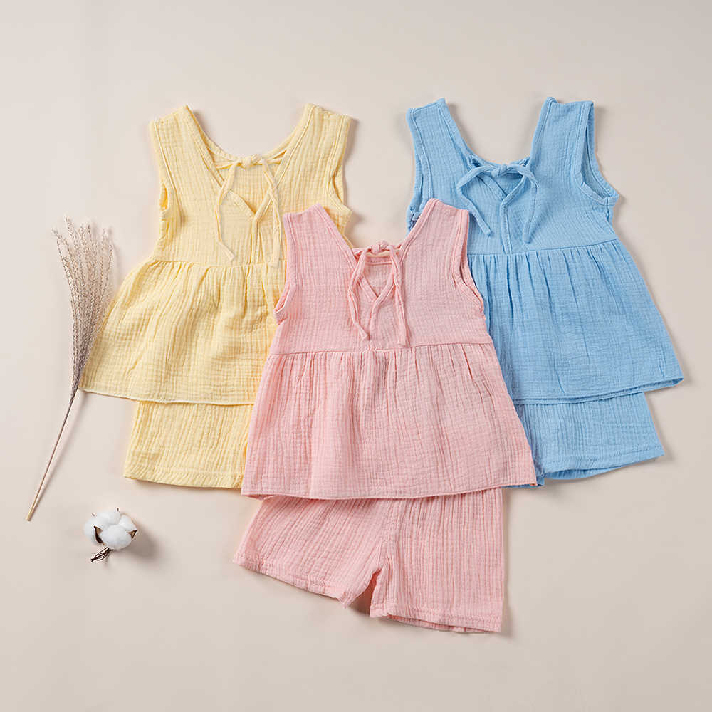 Girl's Dresses Baby Girls Outfits Clothes Summer Cotton Sleeveless Vest Dress Shorts Shirt Suits Fashion Top+Trousers Sets 2pcs 0-4T M R230816
