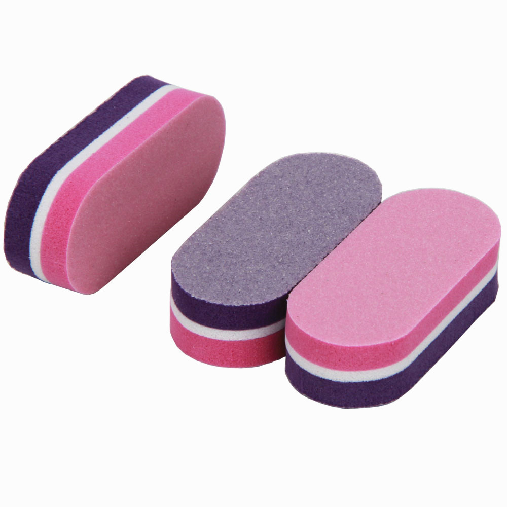Mini Oval Nail Buffer Block Foot Rasps Double Sided Mixed Color DIY High Elastic Sponge Professional Polishing Care Repairing Polish Nails Art Tool Pu