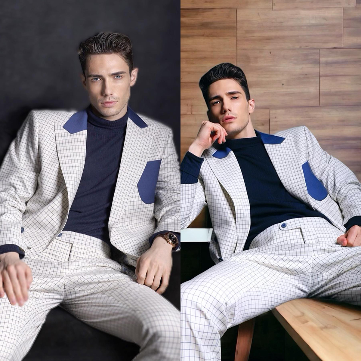 Fashion Leisure Men's Tuxedos Peaked Lapel Groom Wear For Wedding Party Business Suits Costume 2 Pieces Jacket And Pants