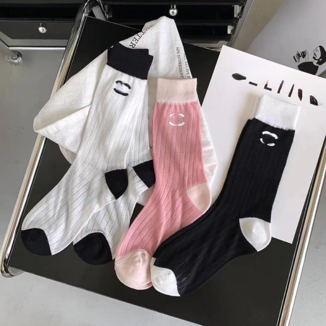 Spring and Summer Thin Cotton Socks Tube Sock Female Trendy Sock Socialite Temperament Contrast Color Ins Trendy Socks