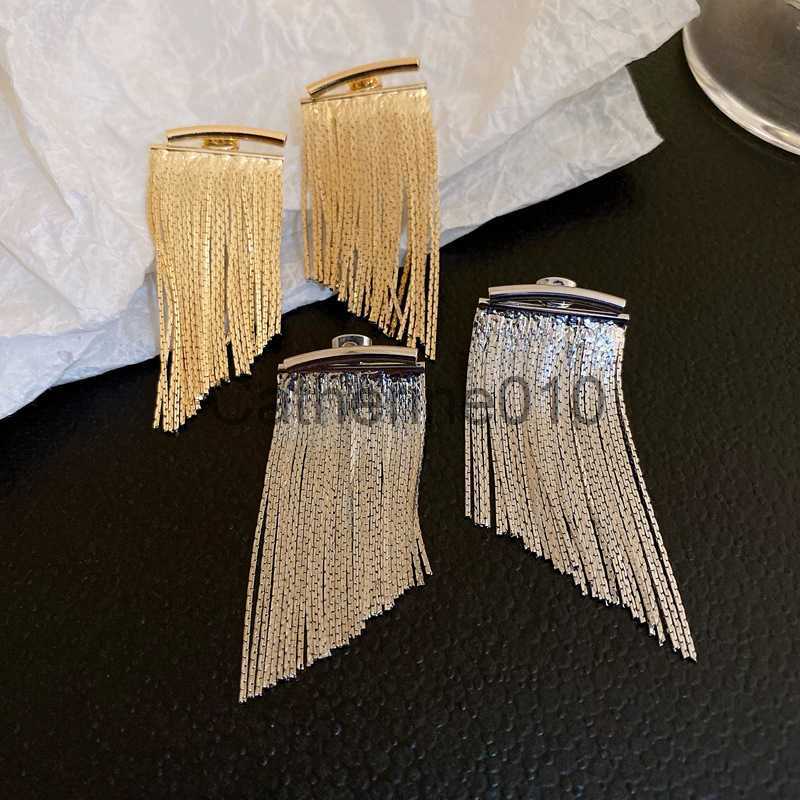 Charm 2023 Korean Fashion Silver Color Arc Bar Long Thread Tassel Earrings For Women WeddDaily Jewelry HangPendientes Gifts J230817