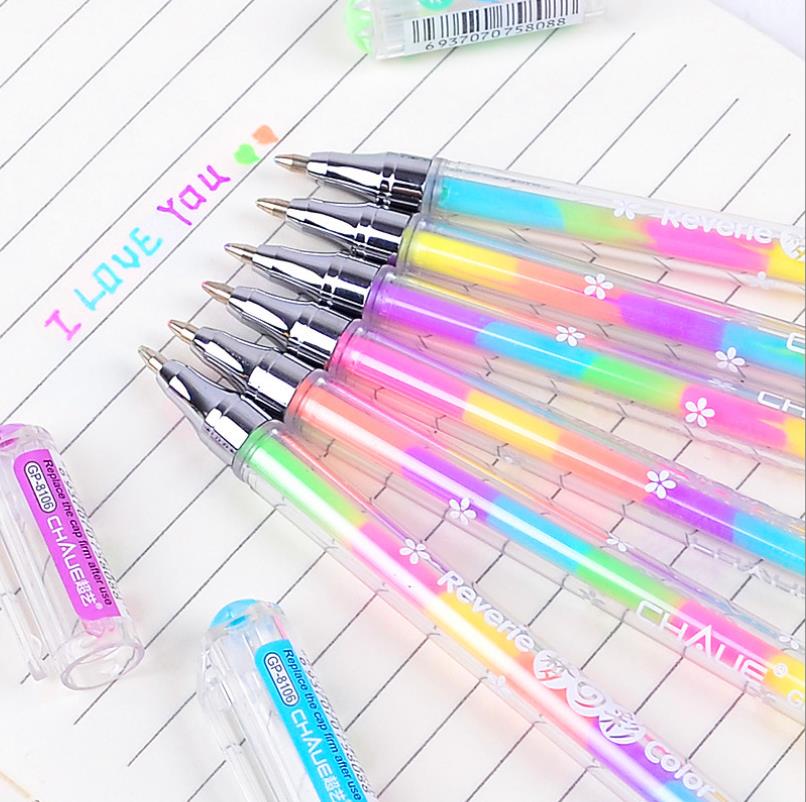 Highlighter Pen Rainbow Colored Gel ink Pens Rollerball Point Pen for DIY Photo Album Black Paper Gift Card Art Writing