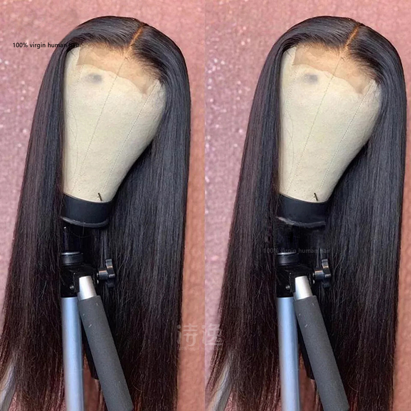 Brazilian 5X5 Lace Wig Silky Straight 10-34Inch 150% Density 100% Human Hair Natural Color Free Part