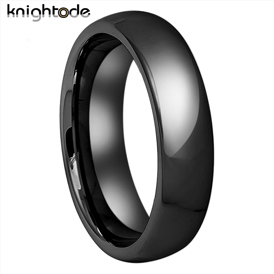 Band Rings 8mm Men Ring Black Tungsten Carbide Engagement Rings 6mm Women Fashion Wedding Band Jewelry Gift Dome Polished Shiny 230816