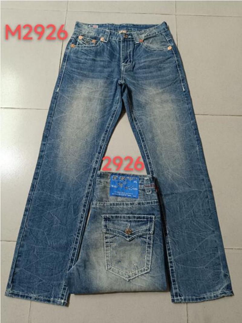 Men's True Jeans Long Trousers Mens Coarse Line super religion Jeans Clothes Man Casual Pencil Blue Black Denim Pants M2926