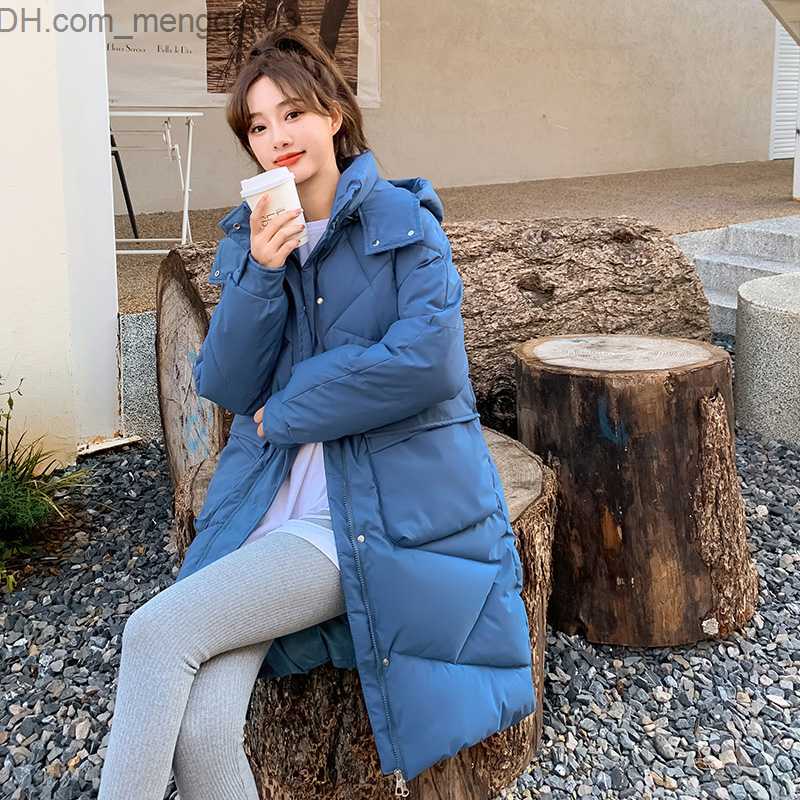 Women's Down Parkas CRRIFLZ Women's Autumn Solid Hooded Jacket Diamond Plaid Loose Coat Mid length Park Suitable for Fashion Z230817