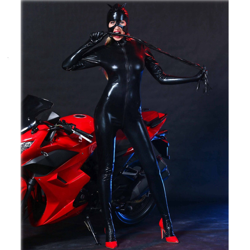 Sexy Set Latex Catsuit Faux Leather Cat Women Jumpsuit Stretch PVC Bodysuit Lingerie gay fetish Costume body sexy erotic suit 230817 - view 4