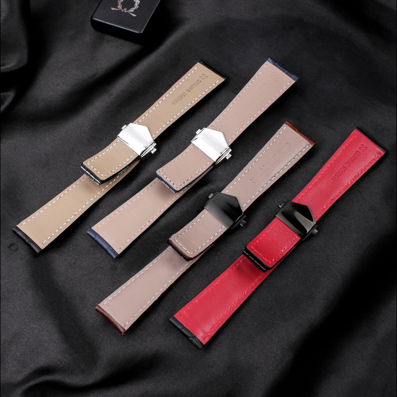 Watch Bands For Calera leather watchband Blue brown black red line Mens watch strap accessories 19mm 20mm 22mm 230816