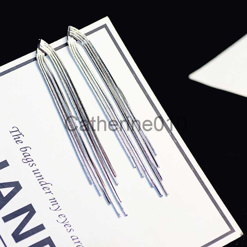 Charm Korean Fashion Gold Color Bar Long Thread Tassel Drop Earrings for Women Glossy Geometric EarrWeddParty Jewelry Gift J230817