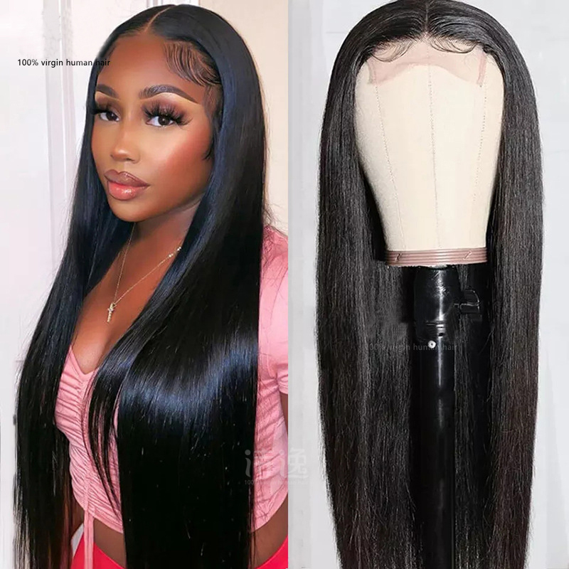 Brazilian 5X5 Lace Wig Silky Straight 10-34Inch 150% Density 100% Human Hair Natural Color Free Part