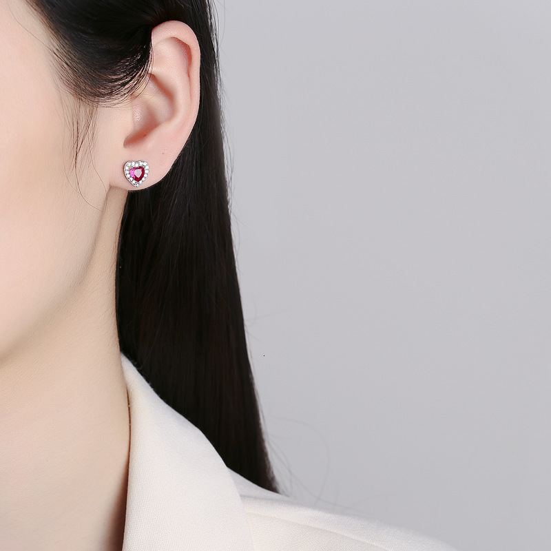 Stud TrustDavis 925 Sterling Silver Pink Red Heart Earrings for Women Girls Kids Birthday Gift Jewelry DS3921 230816