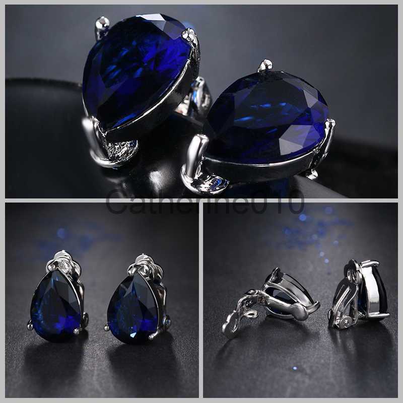 Charm Fashion Crystal Women Ear Cuff New Zirconia Simple Green Water Drop Clip Earrings Korean Cute Jewelry Womens Accessories J230817