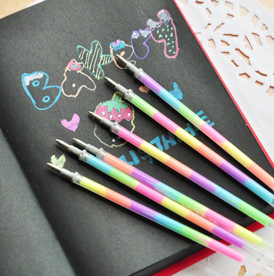 Highlighter Pen Rainbow Colored Gel ink Pens Rollerball Point Pen for DIY Photo Album Black Paper Gift Card Art Writing