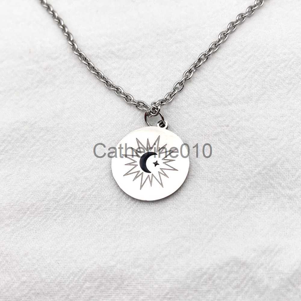 Pendant Necklaces TV Series The Eclipse Ayan Khaotung Cosplay Moon Star Circular Pendant Titanium Steel Necklace Lovers Jewelry Accessories J230817
