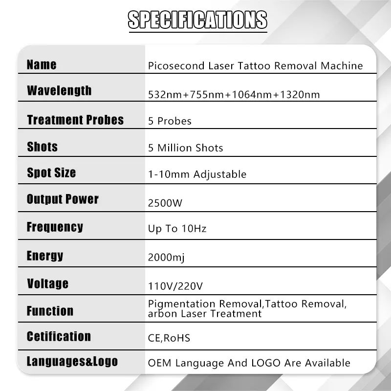 High Quality Pico Laser 755Nm Nd Yag Laser Picosecond Spot Pigment Removal Tattoo Removal Carbon Peeling Skin Rejuvenation Machin