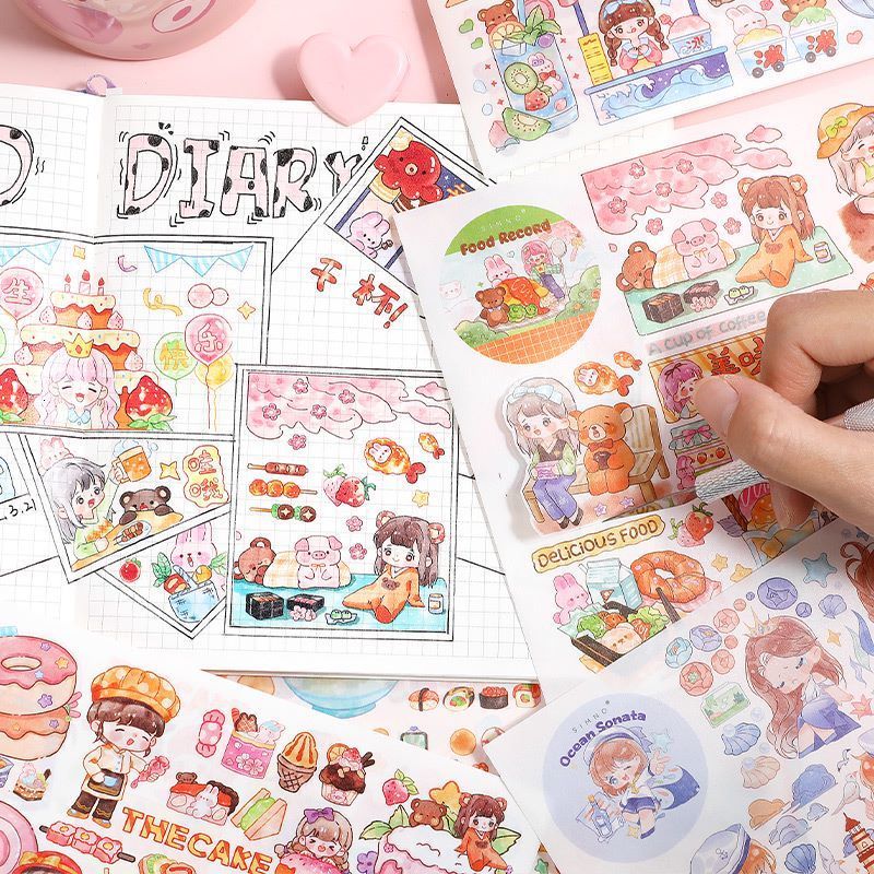 Other Decorative Stickers Mr Paper Kawaii Cartoon Characters Theme Handbook DIY Goo Card Material Decoration Cute Stationery Supplies 230816